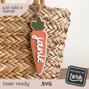 Étiquette de Pâques carotte SVG - panier de Pâques personnalisé - signe de Pâques - glowforge, prêt pour le laser