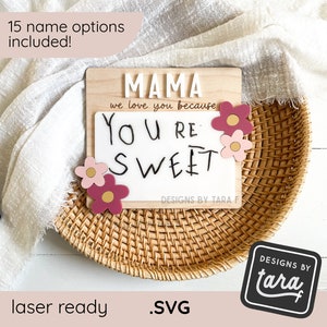 La fête des mères de maman laser SVG vous aime parce que fichier maman maman décoration aimant, découpé au laser, svg glowforge, fichier laser, fichier svg