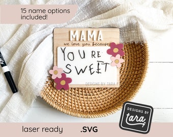 SVG Laser Mama Muttertag liebe dich weil Magnet Dekor Mama Mama Datei, Laserschnitt, Glühlampe svg, Laserdatei, svg datei