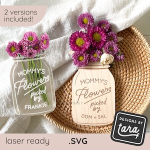 SVG Laser mothers day file flower holder picked flowers laser file glowforge svg laser file svg