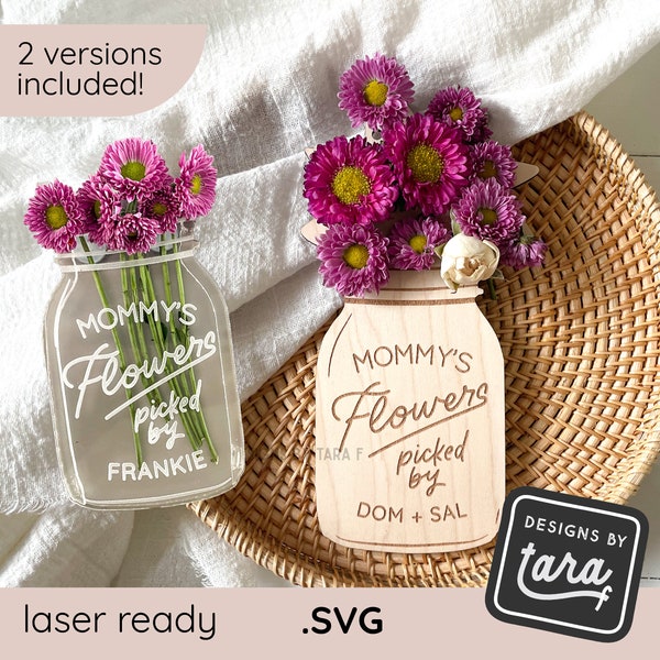 SVG Laser Muttertagsdatei Blumenhalter gepflückte Blumen Laserdatei glowforge svg Laserdatei svg