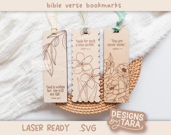 Scripture Bible Verse Bookmark SVG Bundle |  Laser Cut Files for Glowforge & xTool | Bible Verse Engraved Bookmarks | Digital Download
