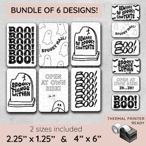 BUNDLE Thermodrucker Halloween gespenstisch PDF Etiketten Design - Etikettenvorlage - Verpackung für kleine Unternehmen, Branding, Mailer Aufkleber