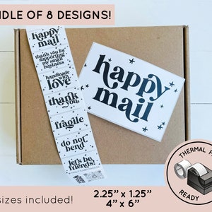 BUNDLE thermal printer PDF label design - label template - small business packaging, branding, thank you stickers, mailer stickers
