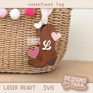 SVG Valentinstag Geschenkanhänger Cowboystiefel Cowgirlstiefel - Valentinstag Korb Etikett Name Laser geschnitten Datei - Laser bereit Laser gravieren - Glühschmiede