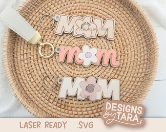 Llavero láser SVG para el día de la madre, archivo láser para mamá, corte láser para mamá, archivo láser Glowforge, archivo SVG