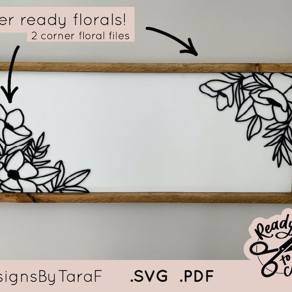 SVG laser bloemen bloemen hoek steun teken grote kinderkamer naam teken glowforge-bestand, lasergesneden bestanden, glowforge svg, laser bestand, svg-bestand