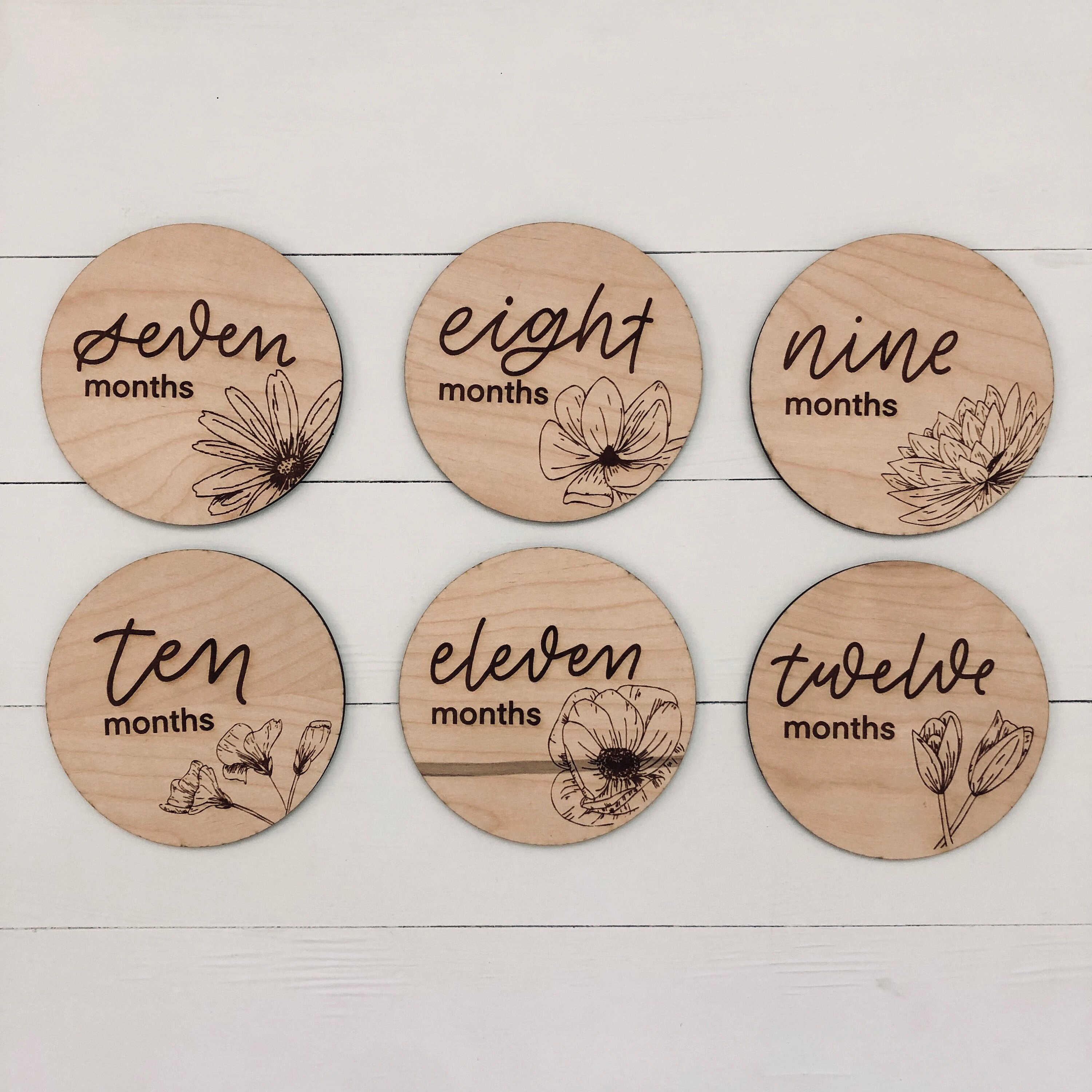 Floral Round Monthly Milestone SVG - Glowforge File, Laser Cut Files ...