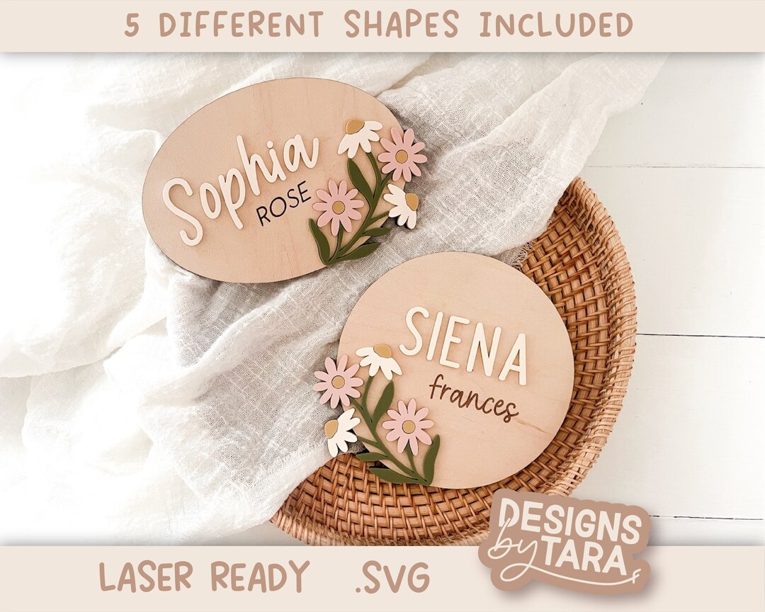 SVG Laser Floral Baby Girl Name Announcement Hospital Name Announcement ...