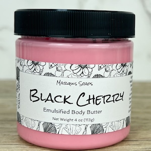 Black Cherry Emulsified Shea Butter Body Butter; Lotion