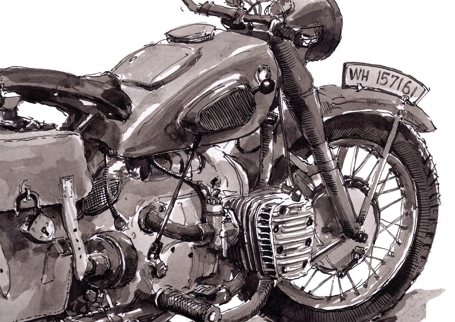 Poster painted BMW R71 motorcycle fine art print | Etsy