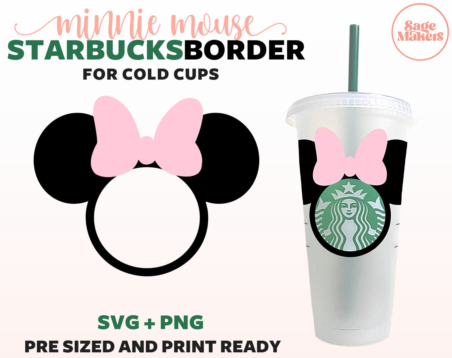 Disney Minnie Starbucks Cup SVG Minnie Mouse Starbucks Cold | Etsy