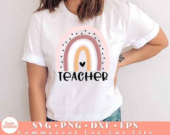 Teacher SVG Design - Teacher Rainbow Svg Files For Cricut - Rainbow SVG - Digital Download