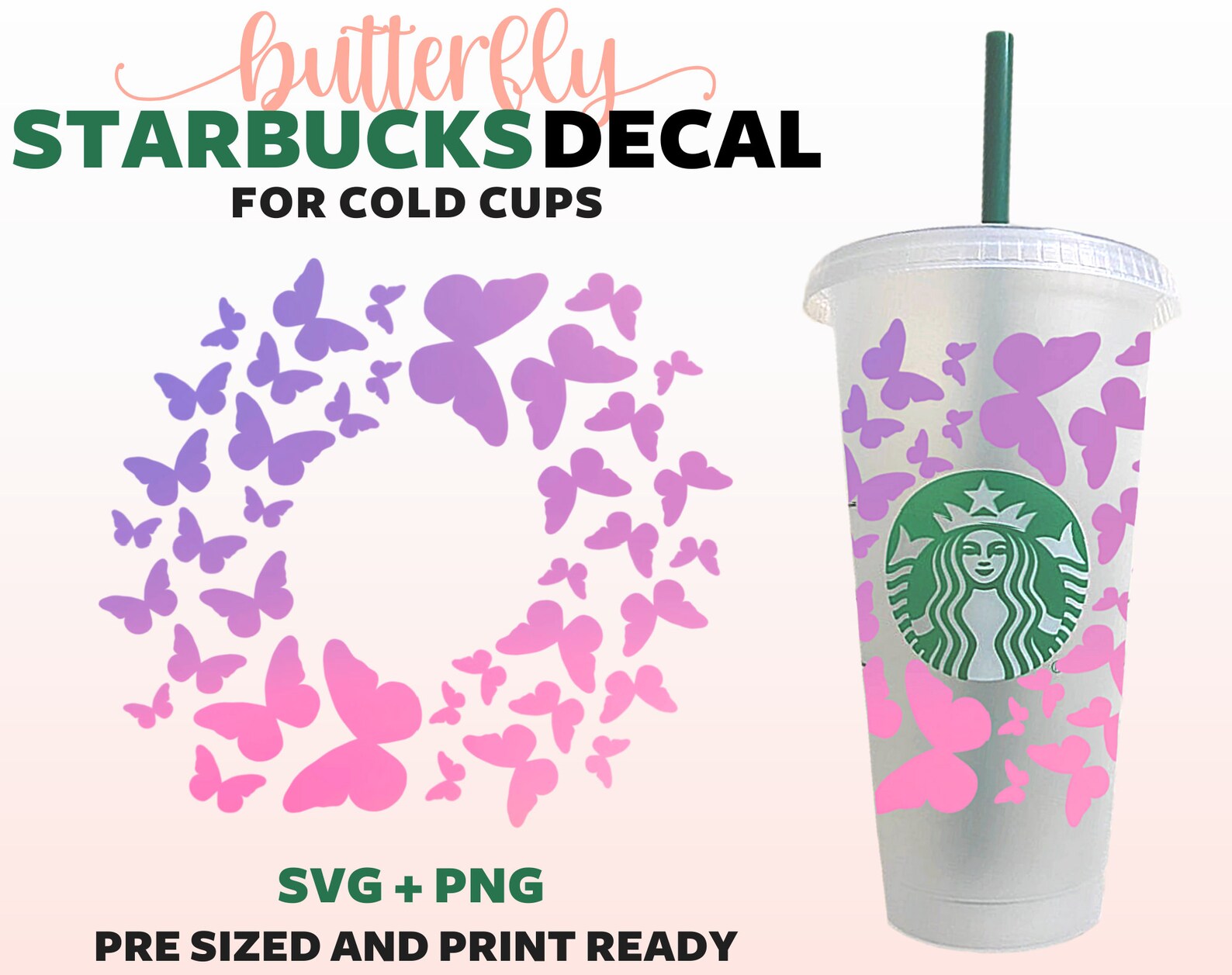 Butterfly Starbucks Cup Svg Starbucks Cold Cup SVG For image 0.