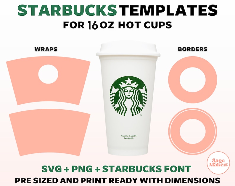 Download Starbucks Cup Template Svg Starbucks Hot Cup Dimensions SVG | Etsy