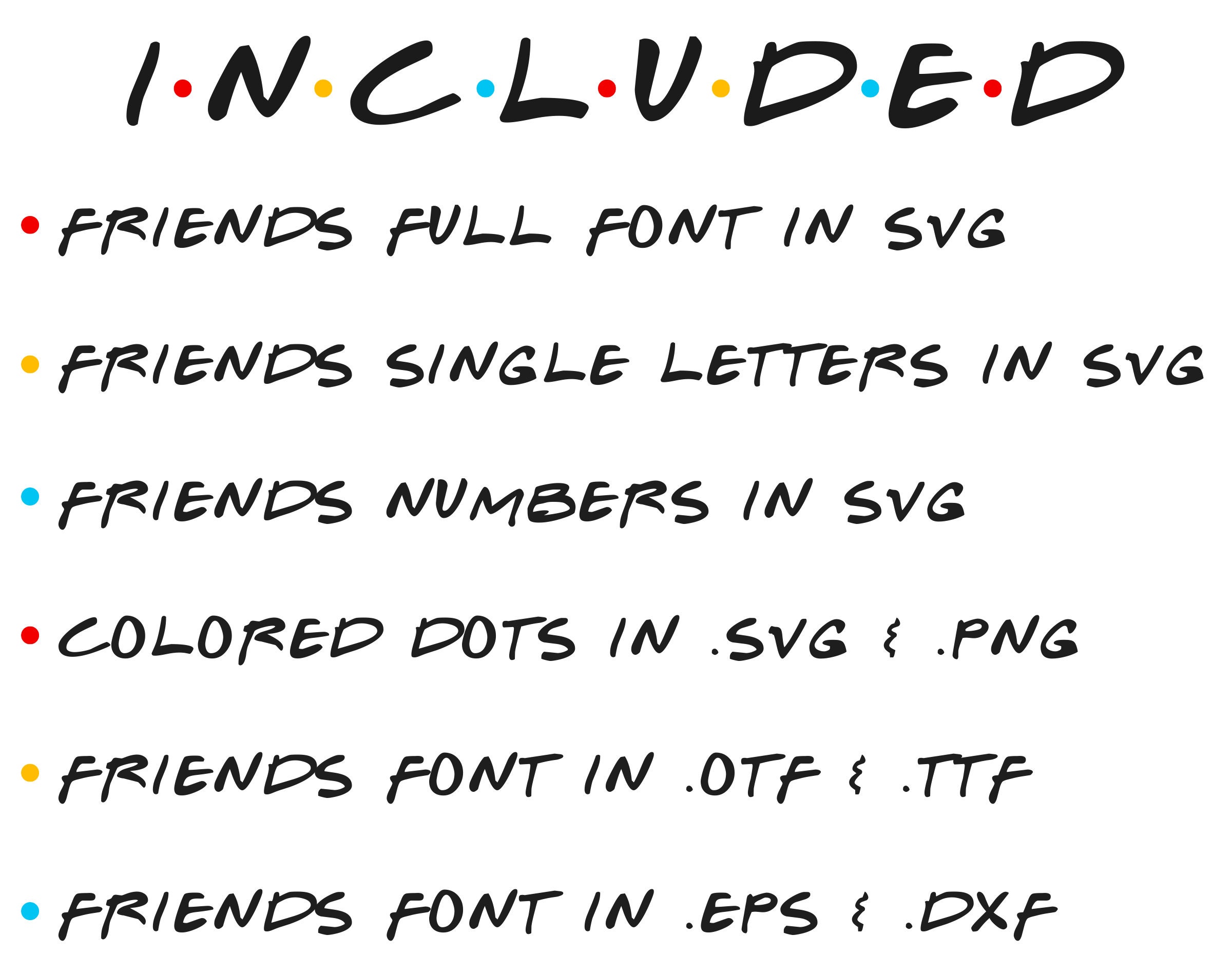 Friends Font SVG With Dots Friends Alphabet SVG Friends Etsy