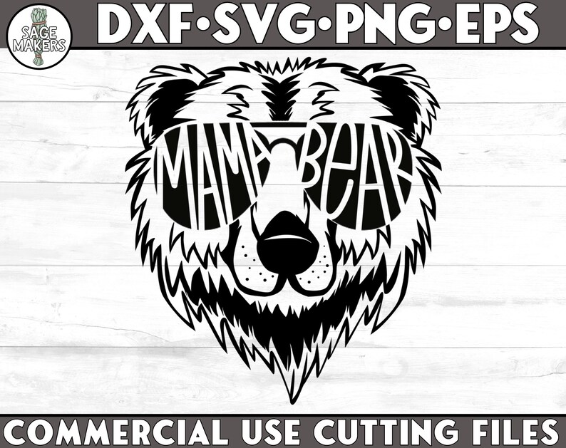 Download Mama Bear With Sunglasses SVG Design Mama Svg Files For | Etsy