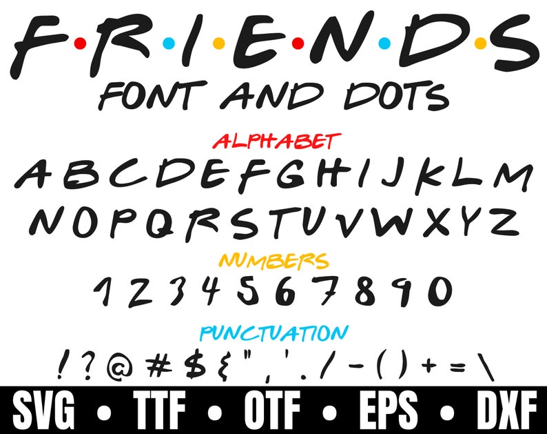 Download Friends Font SVG With Dots Friends Alphabet SVG Friends | Etsy