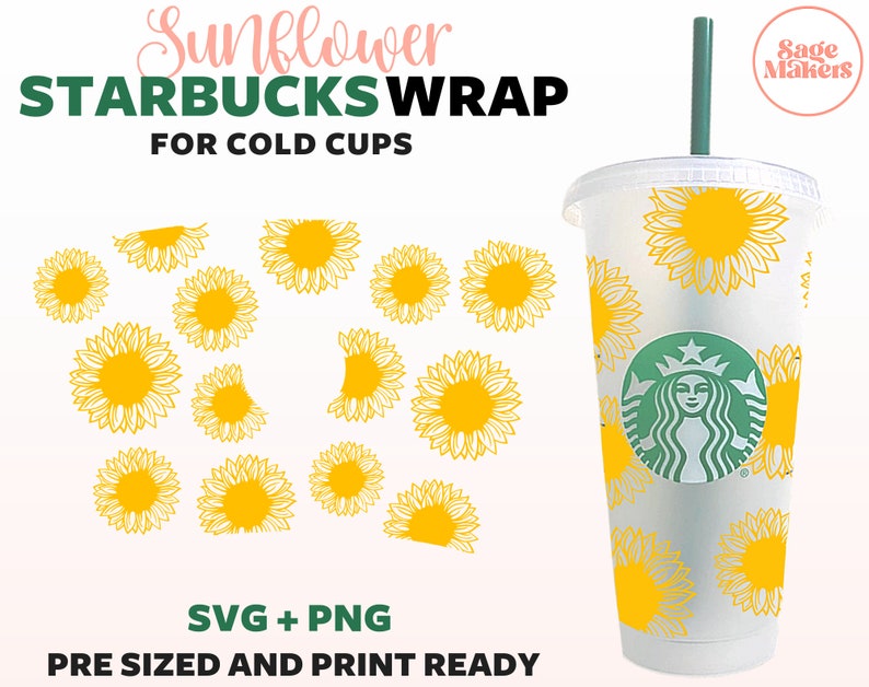 Download Sunflower Starbucks Cup SVG Floral Cold Cup SVG Flower | Etsy