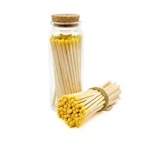 Yellow - 4" - Matchsticks in Jar - Perfect for Gifts, Match Holder Bottle, Wedding Matches, Match Striker Bottom