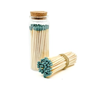 Dark Green - 4&quot; - Matchsticks in Jar - Perfect for Gifts, Match Holder Bottle, Wedding Matches, Match Striker Bottom
