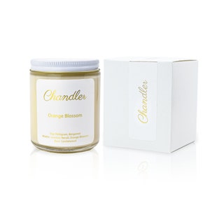 Orange Blossom Scented Soy Candle | All-Natural Soy Wax Home Decor | Non-Toxic, Clean Burn, Recycled Glass Jar | Gift Candles