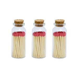 2" Matchsticks in Jar - Perfect for Gifts, Match Holder Bottle, Wedding Matches, Match Striker Bottom - Red