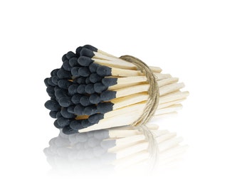 Cerillas de 2" de largo - Recarga de caja de cerillas, cerillas de boda - Cerillas a granel al por mayor - Negro