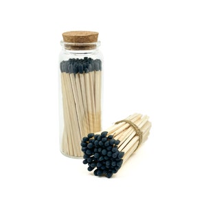 Black - 4" - Matchsticks in Jar - Perfect for Gifts, Match Holder Bottle, Wedding Matches, Match Striker Bottom