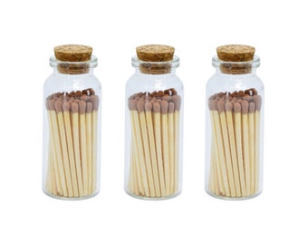 2" Brown Safety Matches in Jar - Strike On Bottle Glass Jar Inch Matchsticks