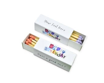 Customizable Birthday Matchboxes – Set of 10 – Fun Birthday Design – Colorful Matchsticks – Perfect for Birthday Favors