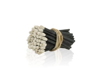 Cerillas de 2" de largo - Recarga de caja de cerillas, Cerillas de boda - Cerillas a granel al por mayor - Negro / Blanco