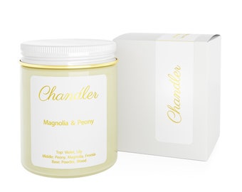 Magnolia & Peony Scented Soy Candle | All-Natural Soy Wax Home Decor | Non-Toxic, Clean Burn, Recycled Glass Jar | Gift Candles