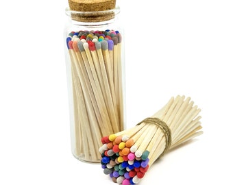 Mixed - 4" - Matchsticks in Jar - Perfect for Gifts, Match Holder Bottle, Wedding Matches, Match Striker Bottom