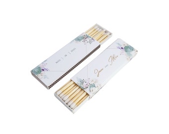 Custom Matchboxes - Set of 10 - Personalized - 4&quot; Inch Long - Colorful Matchsticks - Weddings – Wedding Favor - Matchboxes, Custom Matchbox