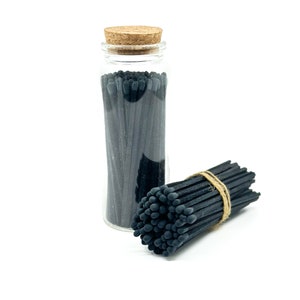 Charcoal - 4" - Matchsticks in Jar - Perfect for Gifts, Match Holder Bottle, Wedding Matches, Match Striker Bottom