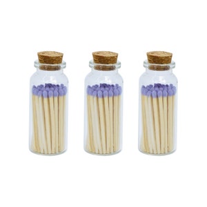 Cerillas de 5 cm en frasco - Ideales para regalos, portacerillas, cerillas de boda, base para cerillas - Morado