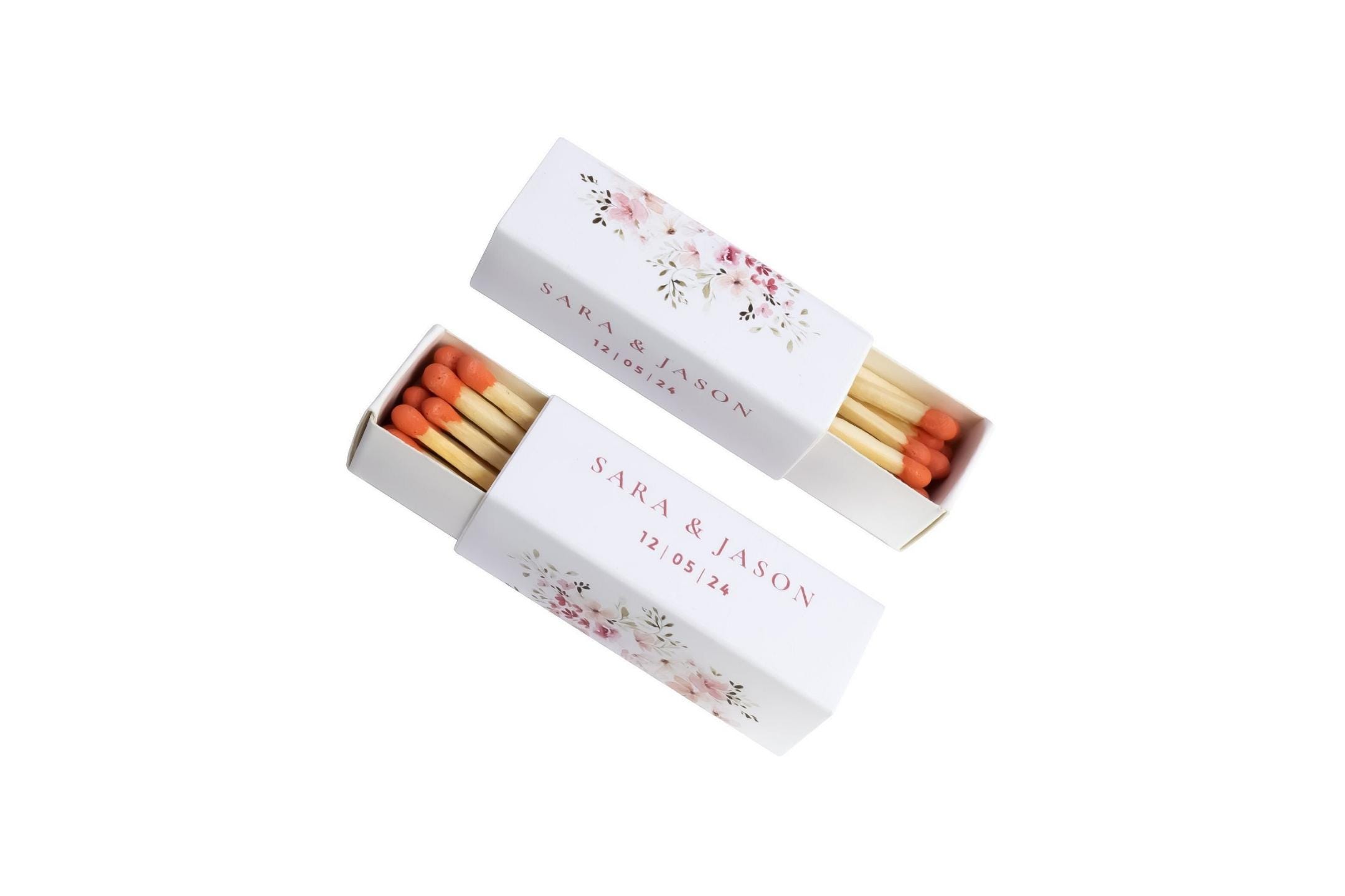 Custom Matchboxes - Set of 10 - Personalized - 2" Inch Long - Colorful Matchsticks - Weddings – Wedding Favor - Matchboxes, Custom Matchbox