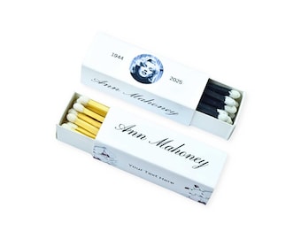 Customizable Funeral Matchboxes – Set of 10 – Memorial Design – Colorful Matchsticks – Perfect for Funeral Services & Remembrance