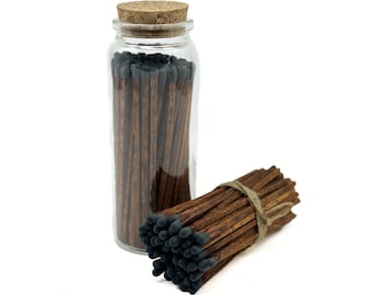 Brown/Black Safety Matches in Jar - Strike On Bottle  Glass Jar 4" Inch Matchsticks