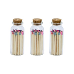 2" Matchsticks in Jar - Perfect for Gifts, Match Holder Bottle, Wedding Matches, Match Striker Bottom - Mix Colors