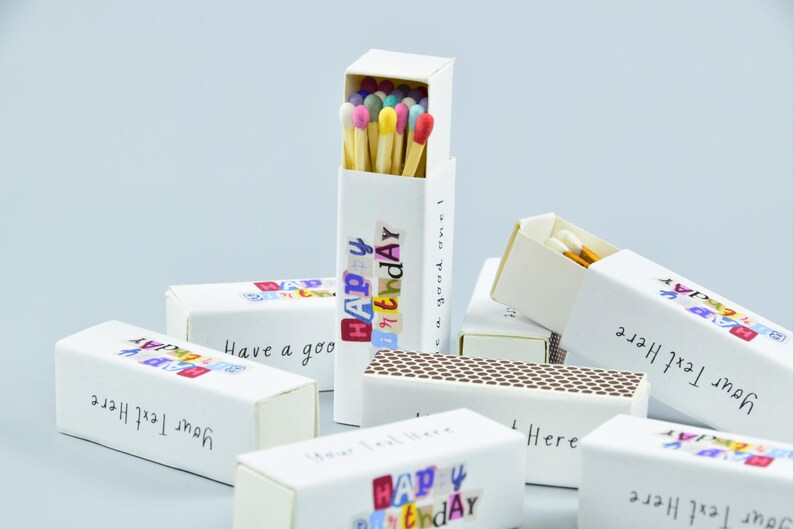 Fun Match Sticks Customizable Birthday Matchboxes – Set of 10 – Fun Birthday Design ...