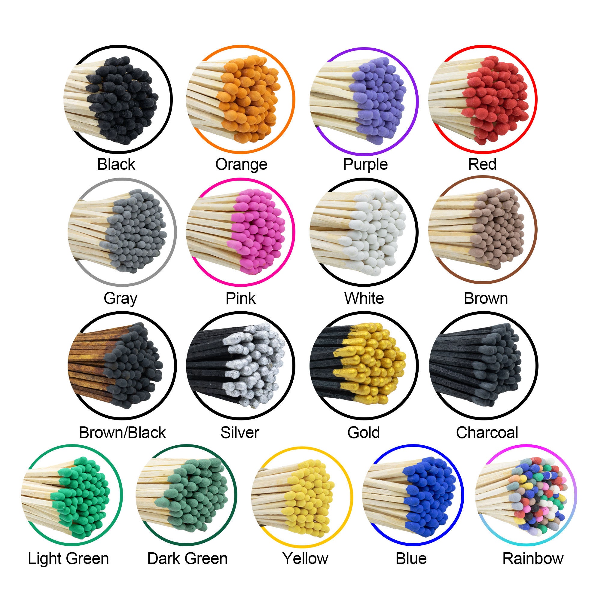 Set of 40 Artisan Matchsticks 2 Colored Safety Matches 