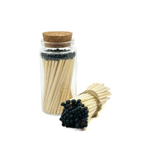 Black - 3" - Matchsticks in Jar - Perfect for Gifts, Match Holder Bottle, Wedding Matches, Match Striker Bottom