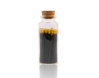 2" Matchsticks in Jar - Perfect for Gifts, Match Holder Bottle, Wedding Matches, Match Striker Bottom - Black / Gold