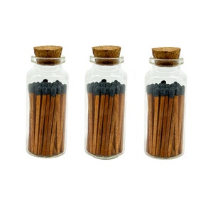 2" Matchsticks in Jar - Perfect for Gifts, Match Holder Bottle, Wedding Matches, Match Striker Bottom - Brown / Black