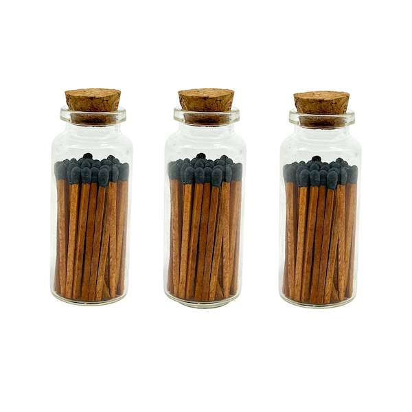 2" Brown/Black Safety Matches in Jar - Strike On Bottle Glass Jar Inch Matchsticks