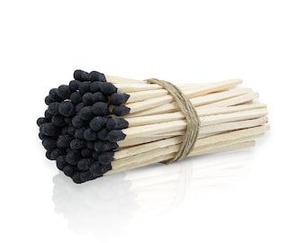 Cerillas de 4" de largo - Recarga de caja de cerillas, Cerillas de boda - Cerillas a granel al por mayor - Negro