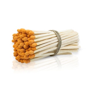 Allumettes de 4 po. de long - Recharge pour boîte d'allumettes, allumettes de mariage - Vente en gros d'allumettes en vrac - Orange