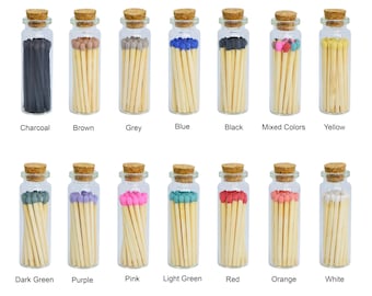 2" Inch Matchsticks in a Decorative Cork Vial glass - Matches Bottle Matchsticks - 20 or 40 Matches Bottles